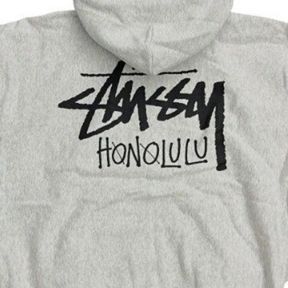 Stussy Honolulu Chapter Ash Grey Full Zip Hoodie Sweatshirt Jacket Mens XL - Picture 3 of 8